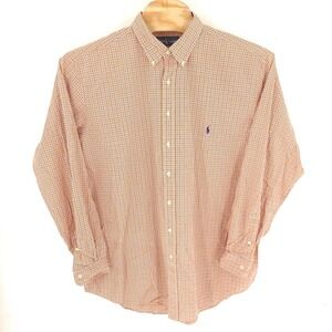 Ralph Lauren Shirt Mens 2XLT Orange Plaid Tartan Classic Fit Tall Button Down